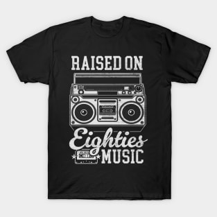 Raised on 80's Music: Funny Vintage Boom Box and Cassette Tape T-Shirt